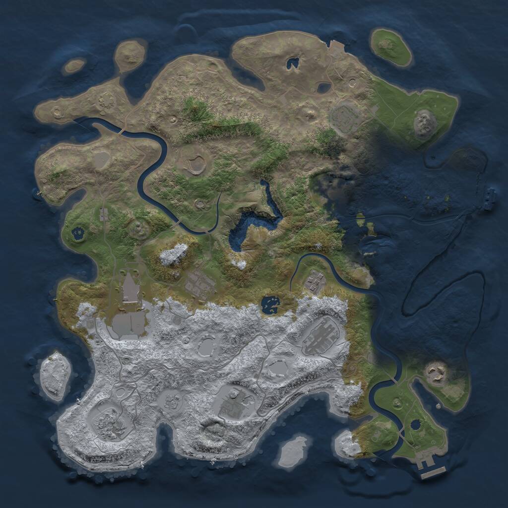 Rust Map: Procedural Map, Size: 4000, Seed: 791612987, 17 Monuments
