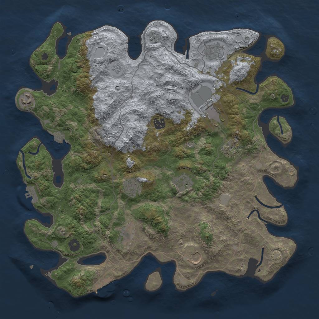 Rust Map: Procedural Map, Size: 4000, Seed: 523554511, 18 Monuments
