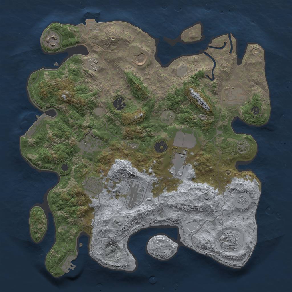 Rust Map: Procedural Map, Size: 3500, Seed: 1429078871, 18 Monuments