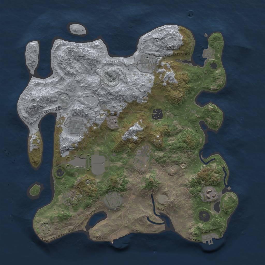 Rust Map: Procedural Map, Size: 3500, Seed: 1609236072, 17 Monuments