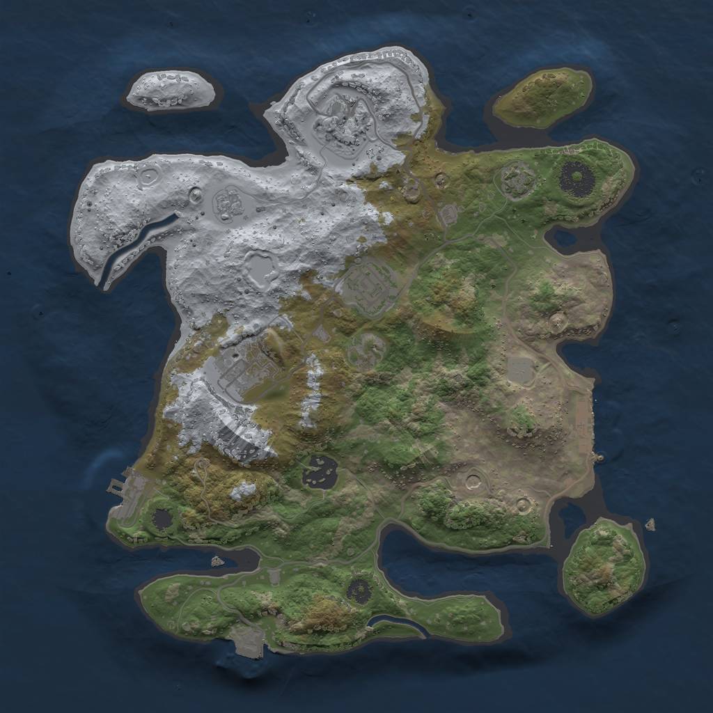 Rust Map: Procedural Map, Size: 3000, Seed: 220197967, 12 Monuments