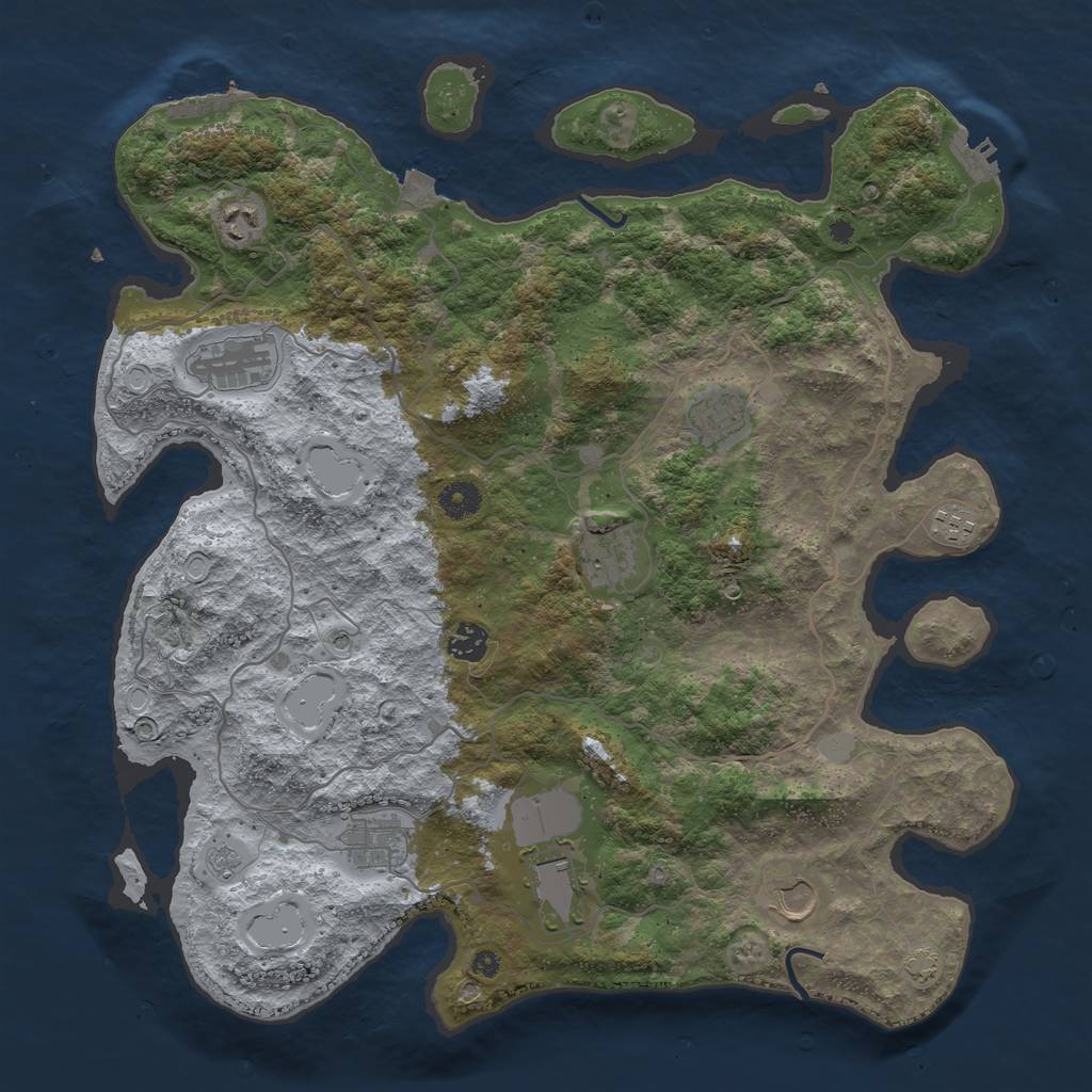 Rust Map: Procedural Map, Size: 4096, Seed: 629793538, 17 Monuments
