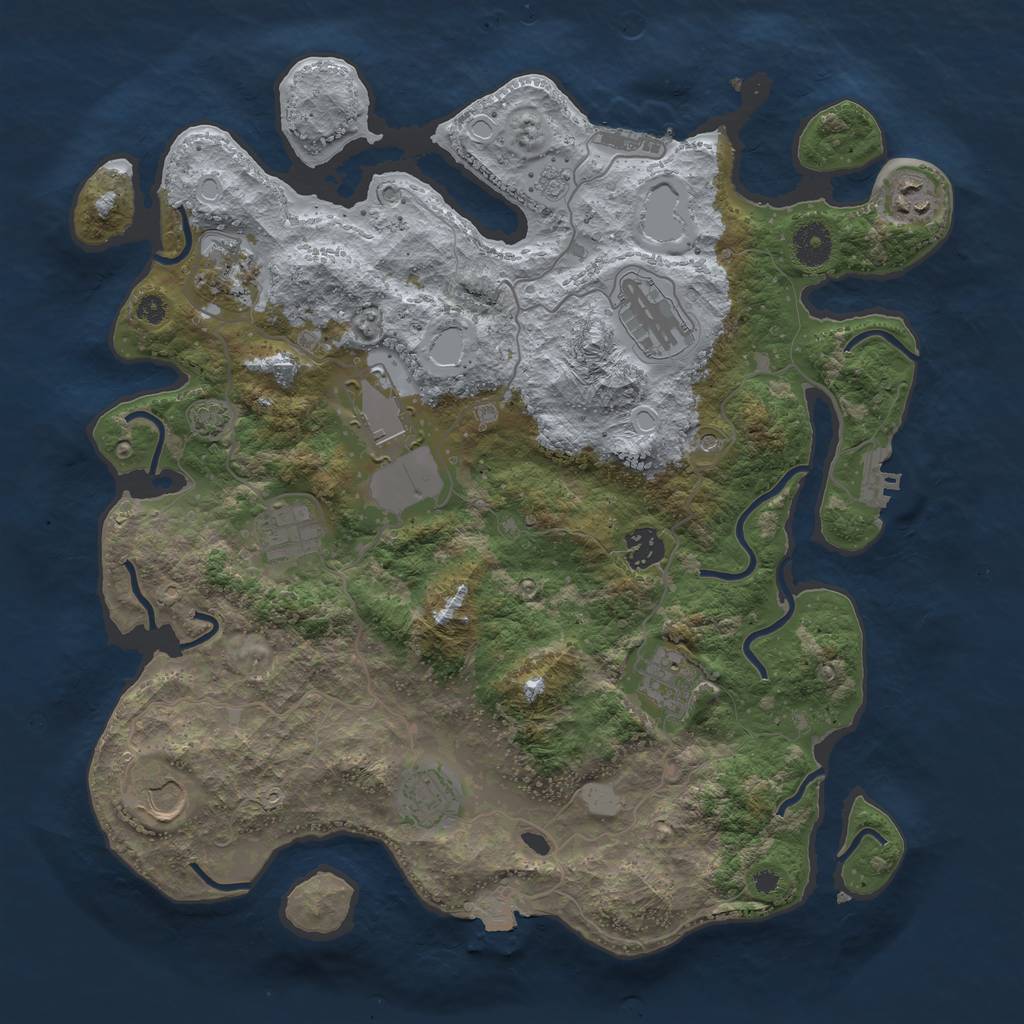 Rust Map: Procedural Map, Size: 3750, Seed: 1646252253, 17 Monuments