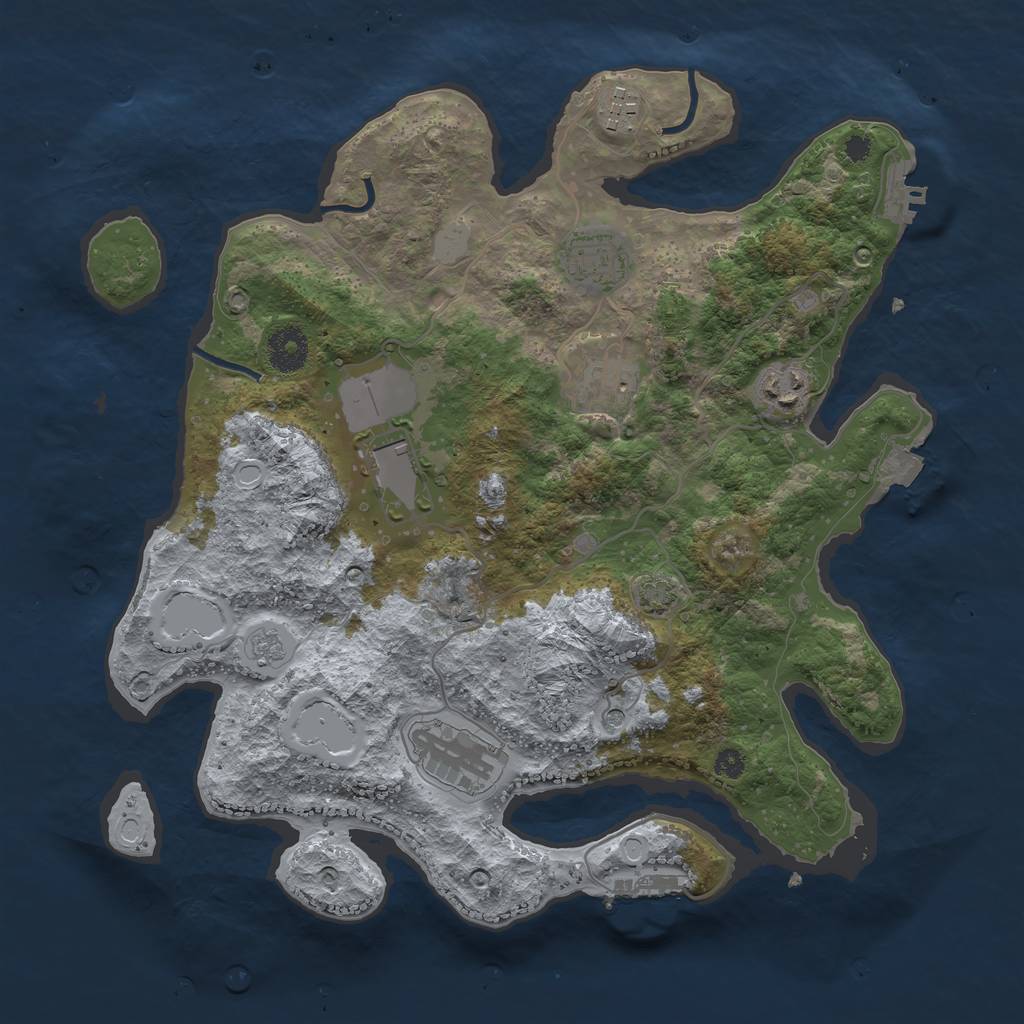 Rust Map: Procedural Map, Size: 3500, Seed: 1876041384, 14 Monuments