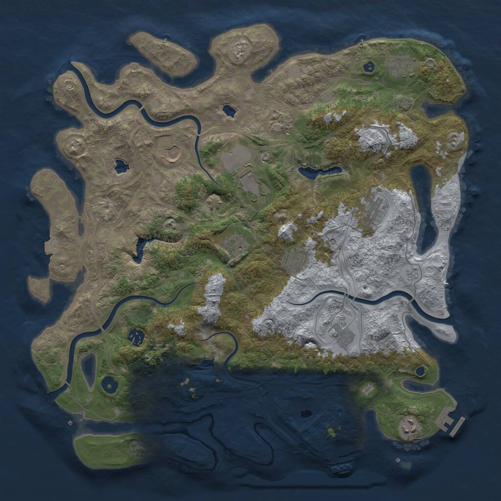 Rust Map: Procedural Map, Size: 4500, Seed: 1623730432, 17 Monuments