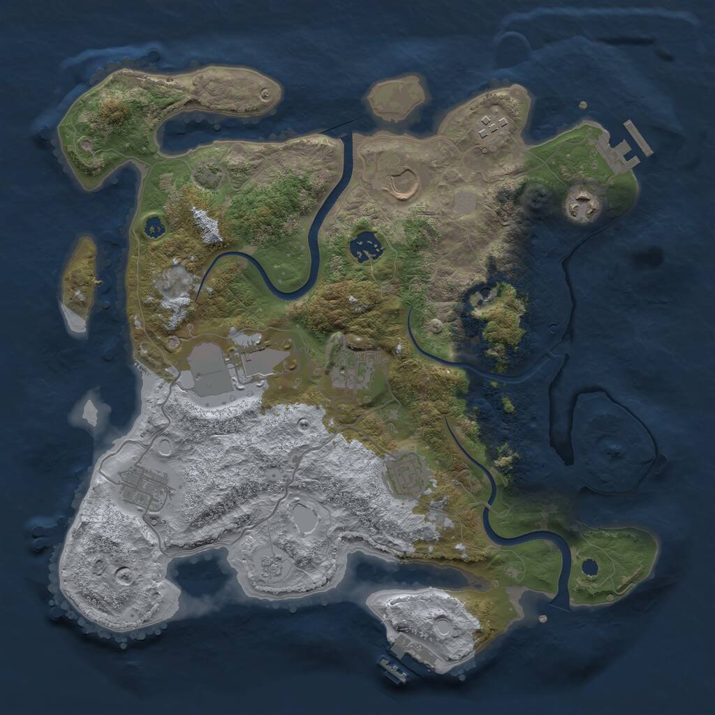 Rust Map: Procedural Map, Size: 3500, Seed: 181191843, 14 Monuments