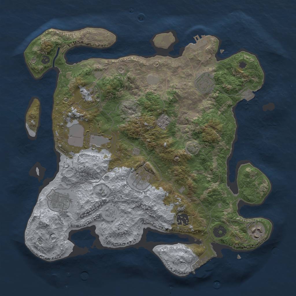 Rust Map: Procedural Map, Size: 3500, Seed: 181191843, 16 Monuments