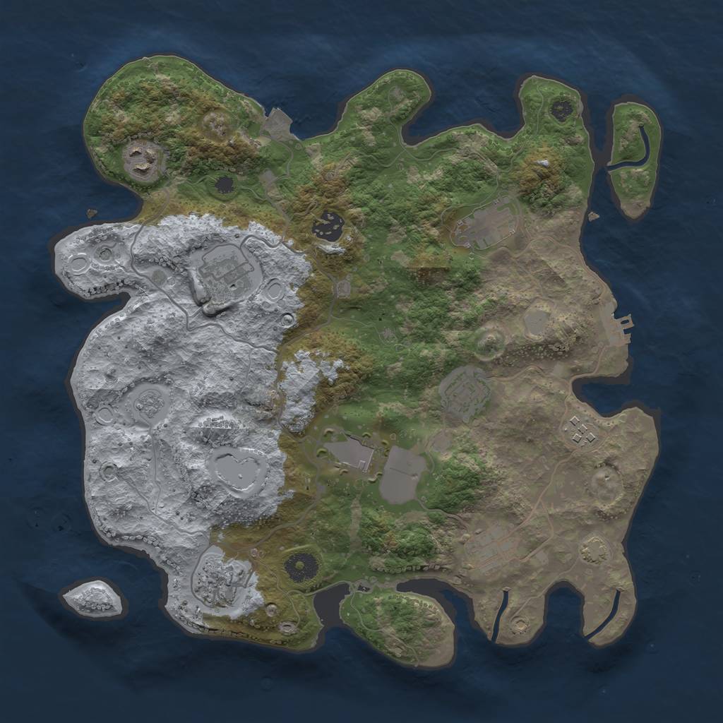 Rust Map: Procedural Map, Size: 3500, Seed: 483528429, 16 Monuments