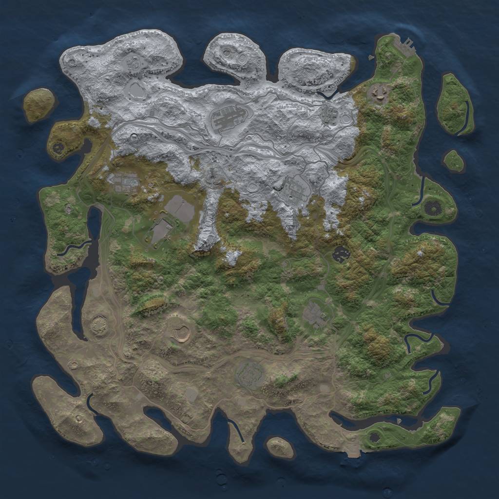 Rust Map: Procedural Map, Size: 4500, Seed: 693148773, 17 Monuments