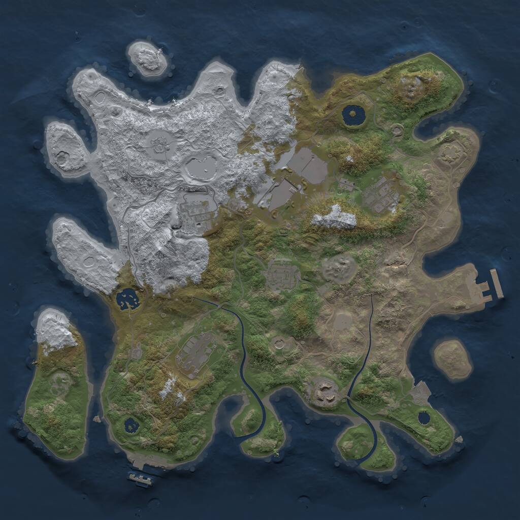 Rust Map: Procedural Map, Size: 3500, Seed: 483674, 13 Monuments