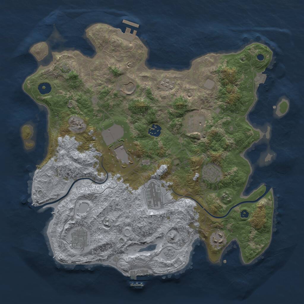 Rust Map: Procedural Map, Size: 3650, Seed: 702693070, 14 Monuments