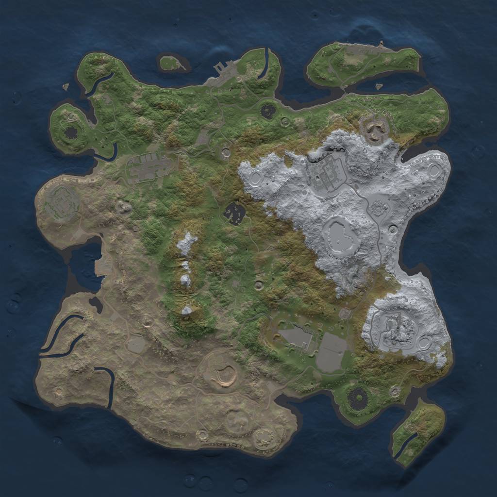 Rust Map: Procedural Map, Size: 3500, Seed: 189142017, 16 Monuments