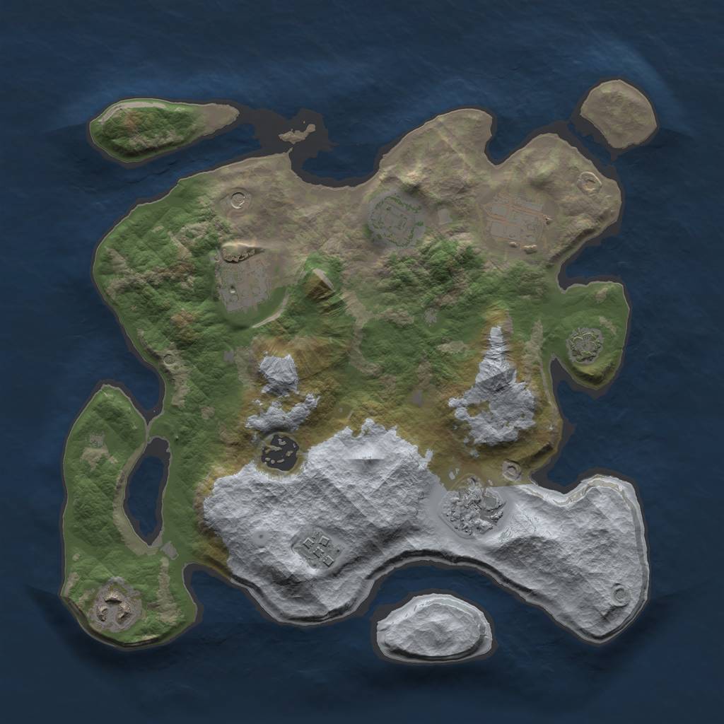Rust Map: Barren, Size: 3000, Seed: 5732597, 11 Monuments