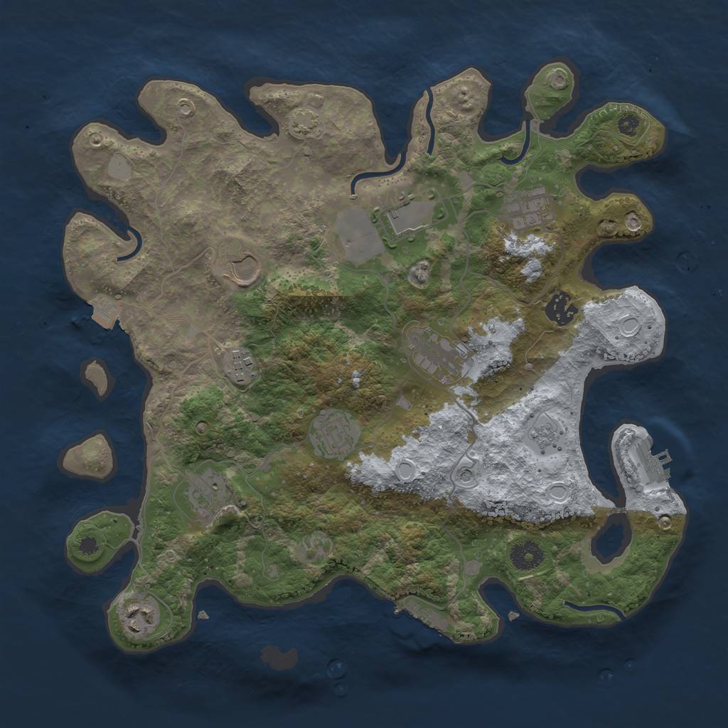 Rust Map: Procedural Map, Size: 3500, Seed: 695218, 17 Monuments