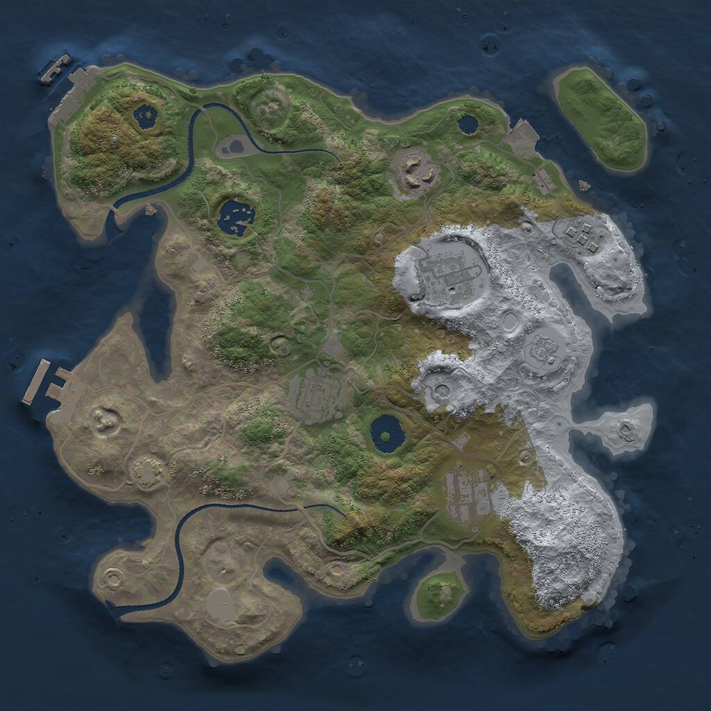 Rust Map: Procedural Map, Size: 3000, Seed: 1550, 12 Monuments
