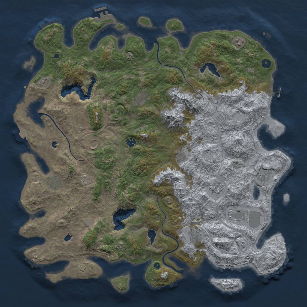 Rust Map: Procedural Map, Size: 5000, Seed: 636132374, 17 Monuments