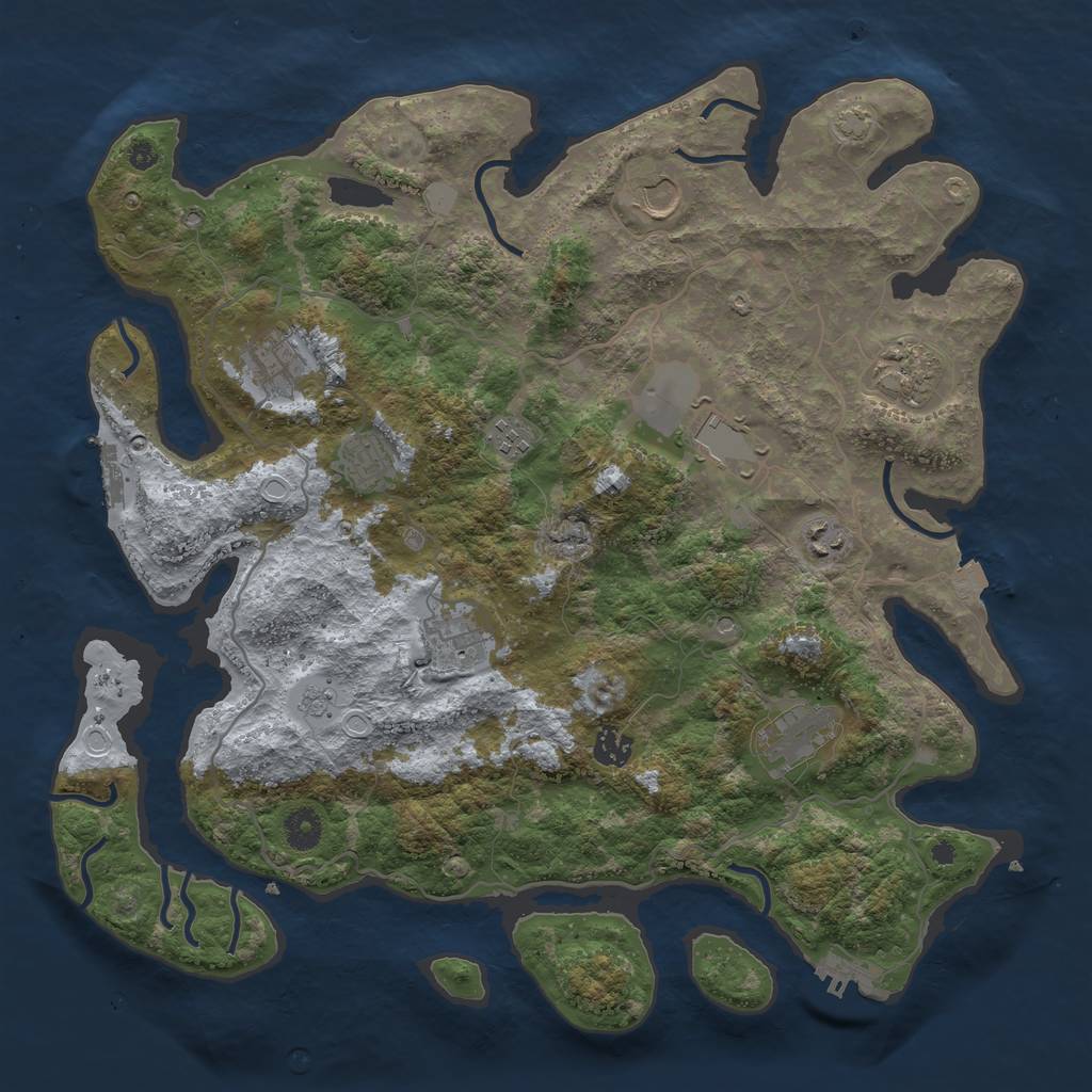 Rust Map: Procedural Map, Size: 4050, Seed: 1216232500, 18 Monuments