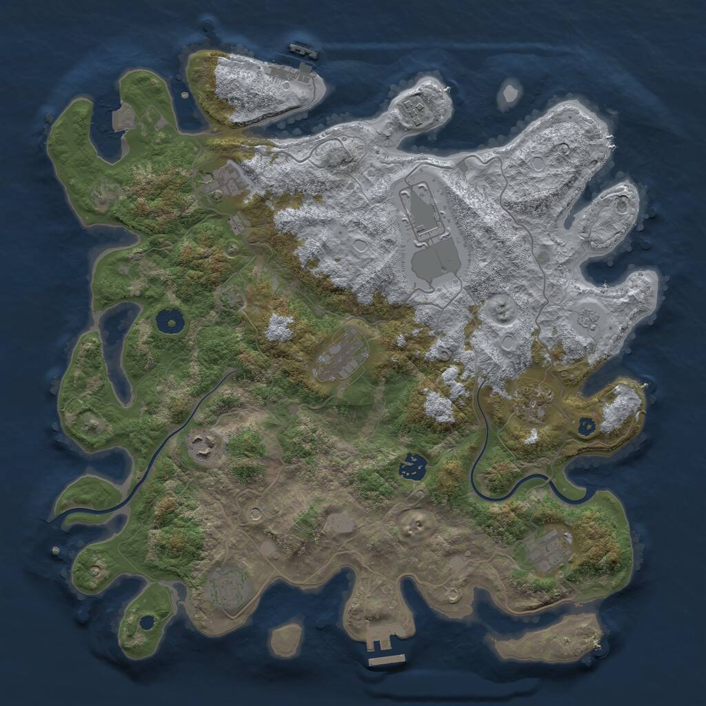 Rust Map: Procedural Map, Size: 3900, Seed: 2195149, 15 Monuments
