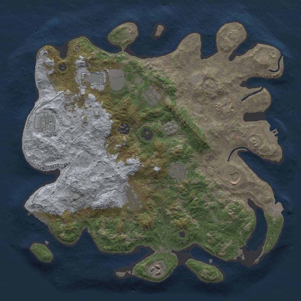 Rust Map: Procedural Map, Size: 3700, Seed: 1671182393, 18 Monuments