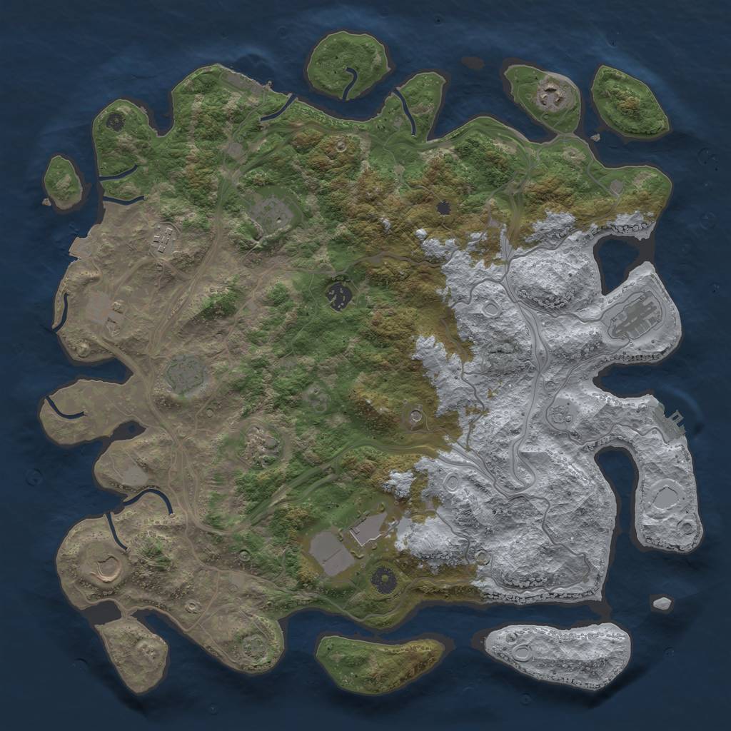 Rust Map: Procedural Map, Size: 4250, Seed: 869983951, 18 Monuments