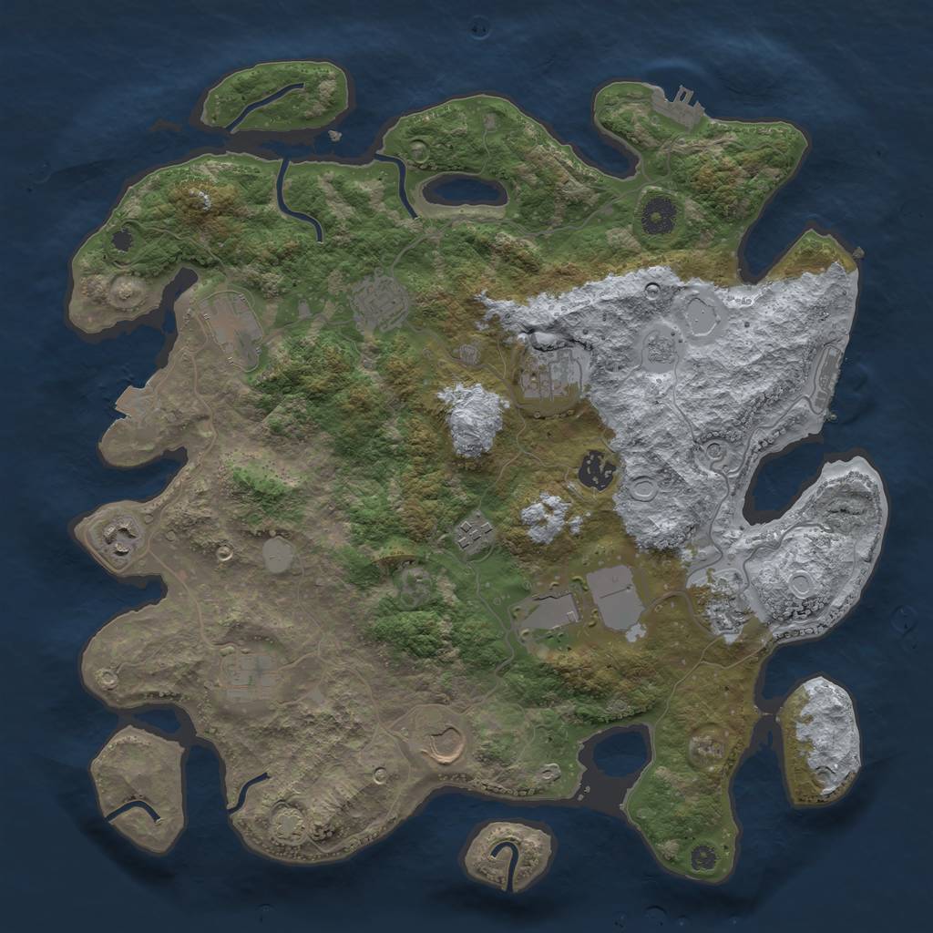 Rust Map: Procedural Map, Size: 3800, Seed: 347861688, 18 Monuments