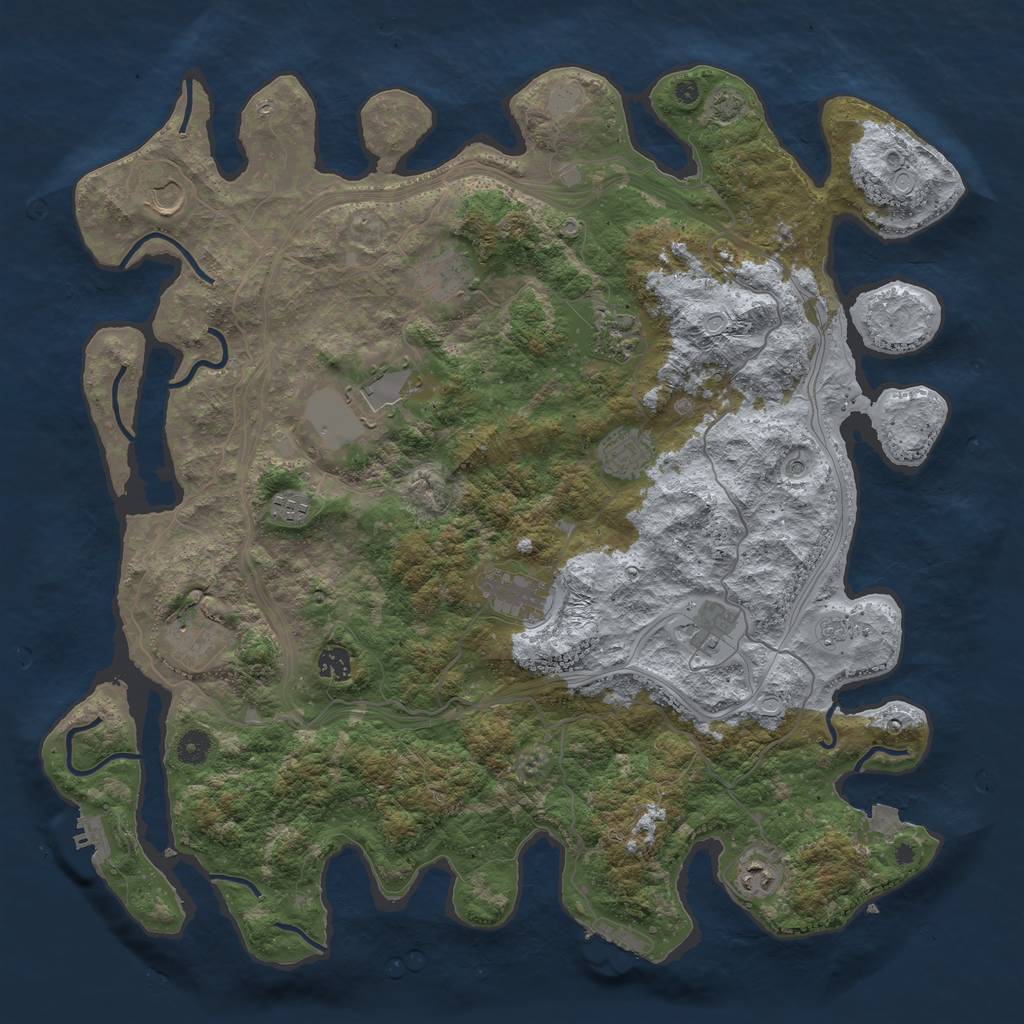 Rust Map: Procedural Map, Size: 4500, Seed: 737891, 19 Monuments
