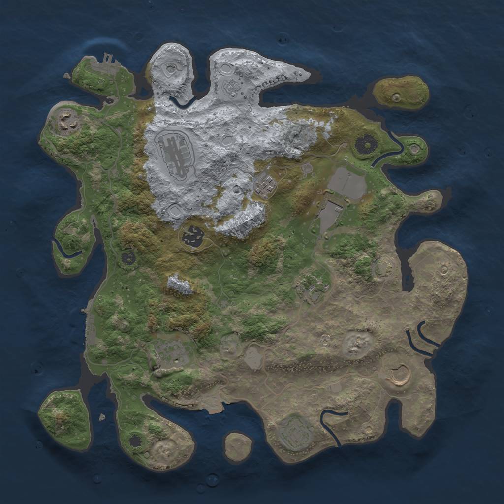 Rust Map: Procedural Map, Size: 3600, Seed: 1984096870, 17 Monuments