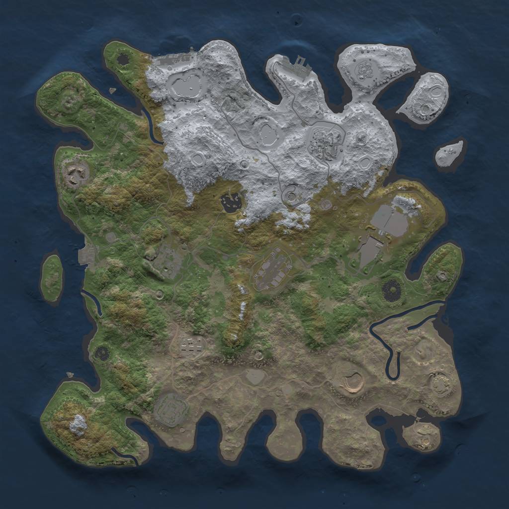 Rust Map: Procedural Map, Size: 3700, Seed: 1252062187, 17 Monuments