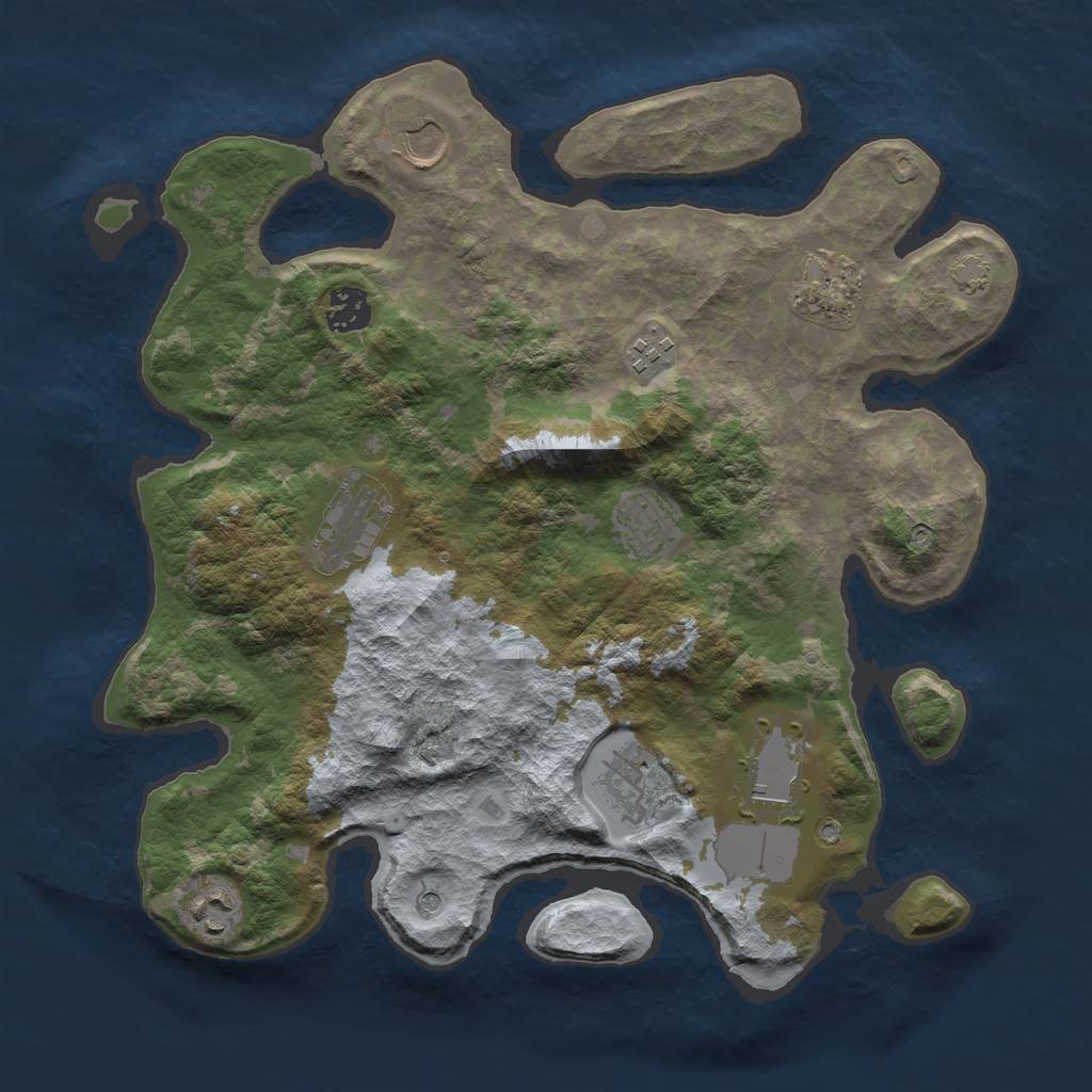 Rust Map: Barren, Size: 3500, Seed: 460105039, 13 Monuments