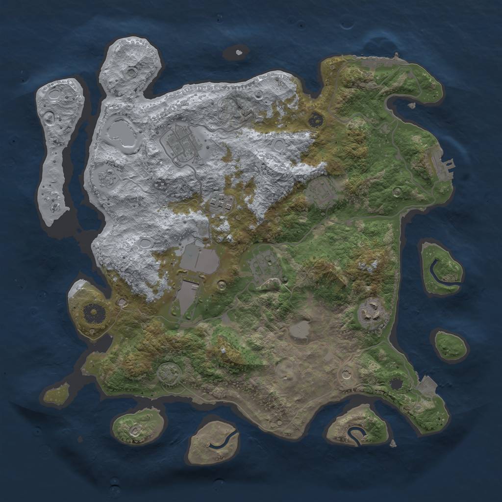 Rust Map: Procedural Map, Size: 3500, Seed: 1189287246, 14 Monuments