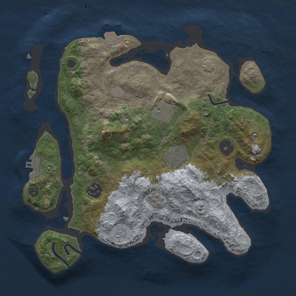 Rust Map: Procedural Map, Size: 3000, Seed: 5908134, 10 Monuments