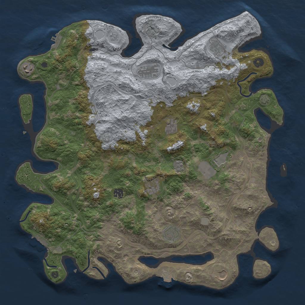 Rust Map: Procedural Map, Size: 4500, Seed: 1895262978, 18 Monuments