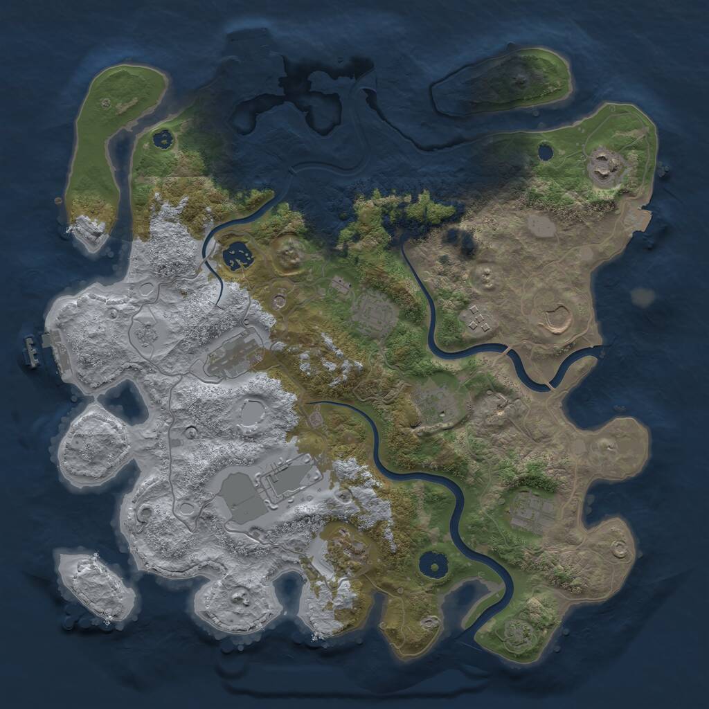 Rust Map: Procedural Map, Size: 3750, Seed: 314902348, 16 Monuments