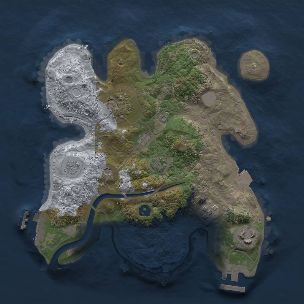 Rust Map: Procedural Map, Size: 2500, Seed: 1146644433, 9 Monuments