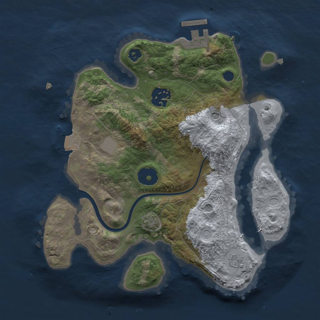 Rust Map: Procedural Map, Size: 2500, Seed: 1648437228, 6 Monuments