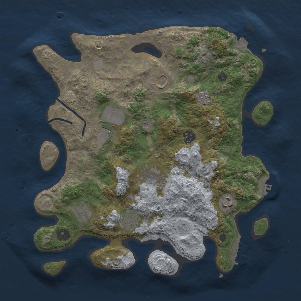 Rust Map: Procedural Map, Size: 3500, Seed: 646980882, 16 Monuments