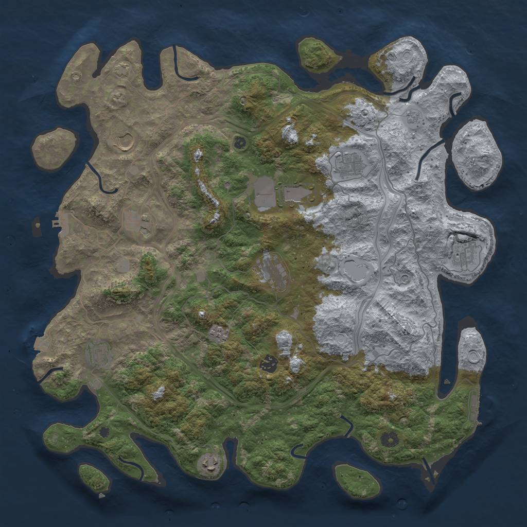 Rust Map: Procedural Map, Size: 4500, Seed: 997097001, 18 Monuments