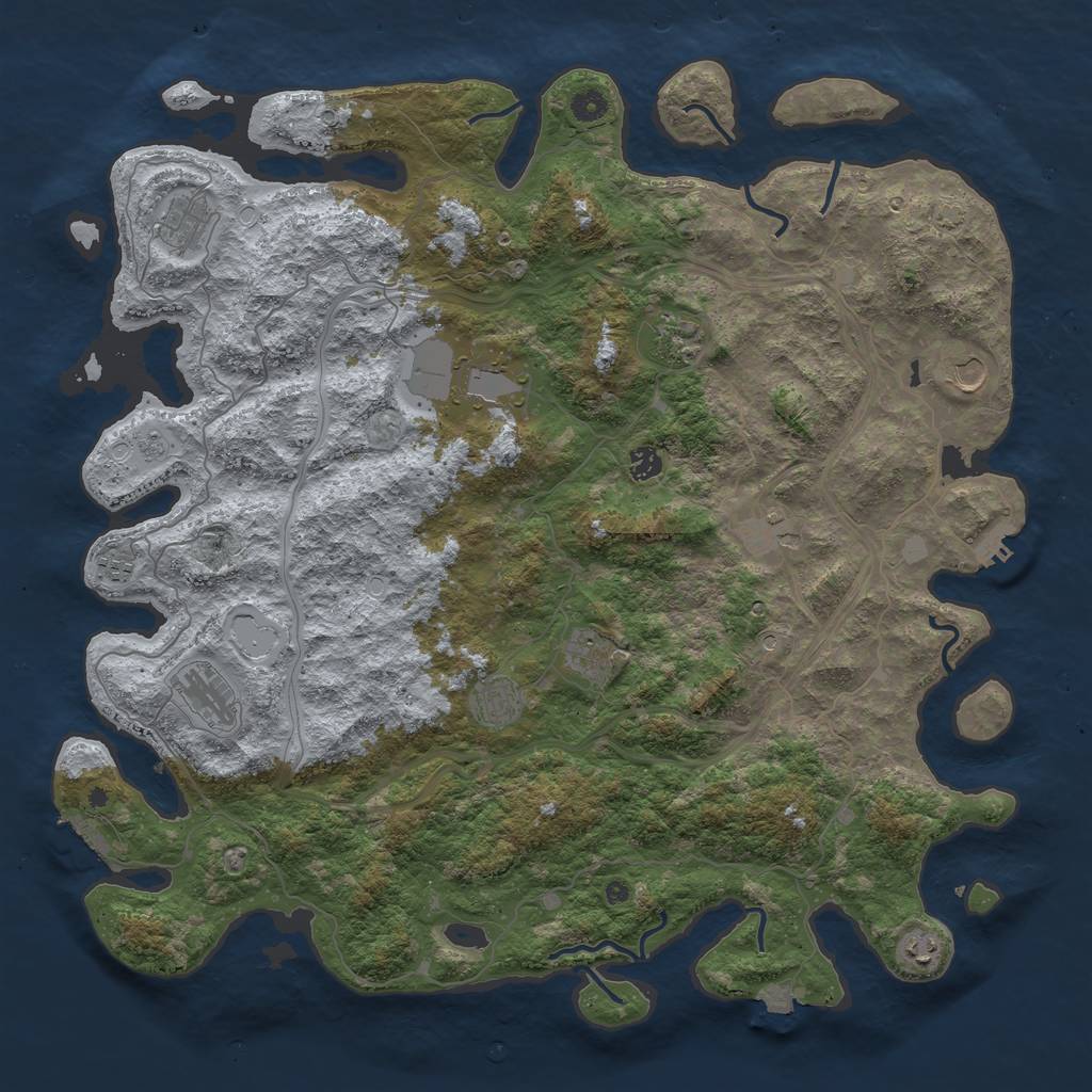 Rust Map: Procedural Map, Size: 4800, Seed: 2143513485, 19 Monuments