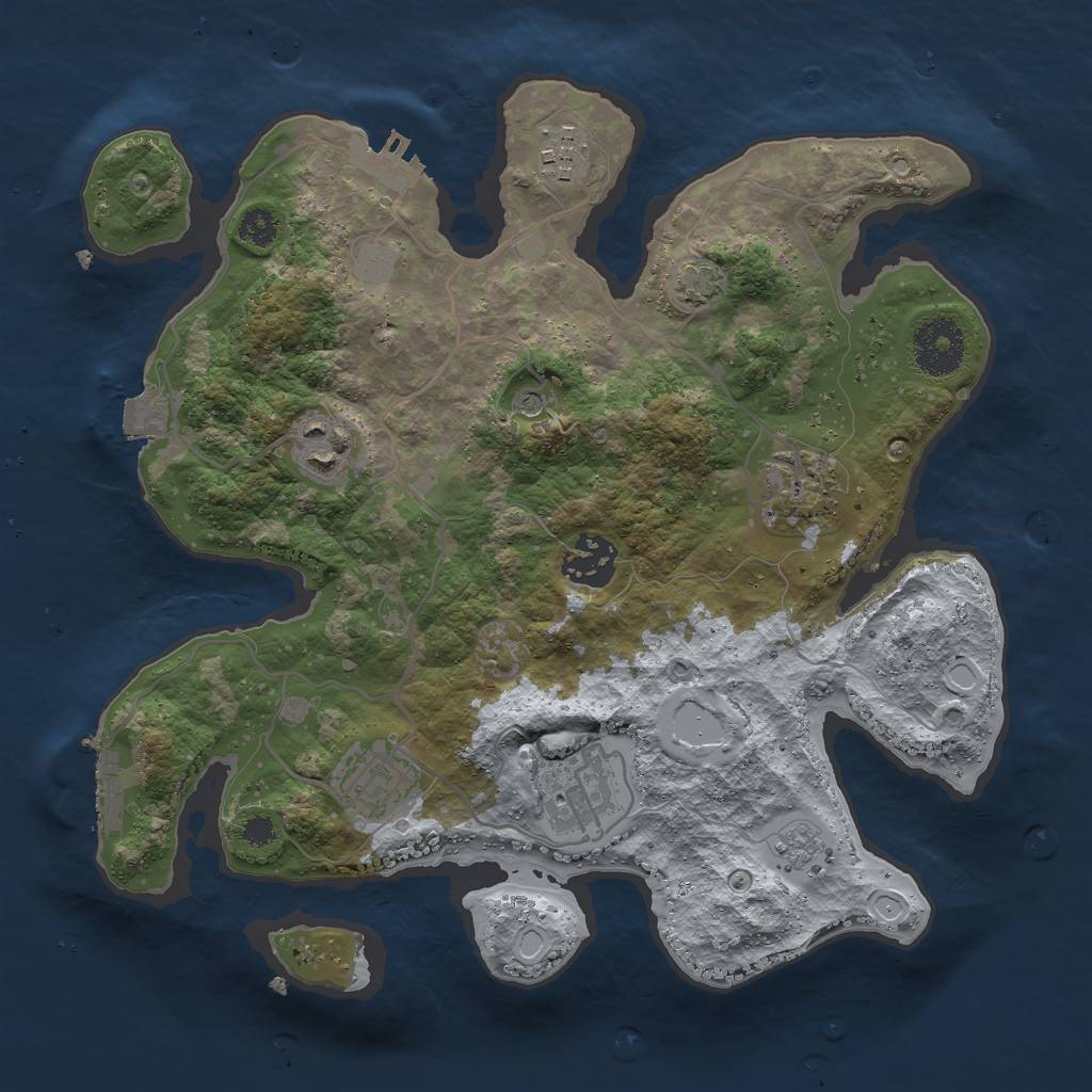 Rust Map: Procedural Map, Size: 3000, Seed: 2086378547, 14 Monuments