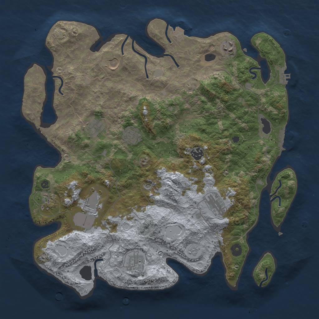Rust Map: Procedural Map, Size: 4000, Seed: 1947888693, 17 Monuments