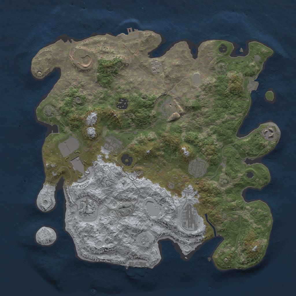 Rust Map: Procedural Map, Size: 3750, Seed: 547103617, 18 Monuments