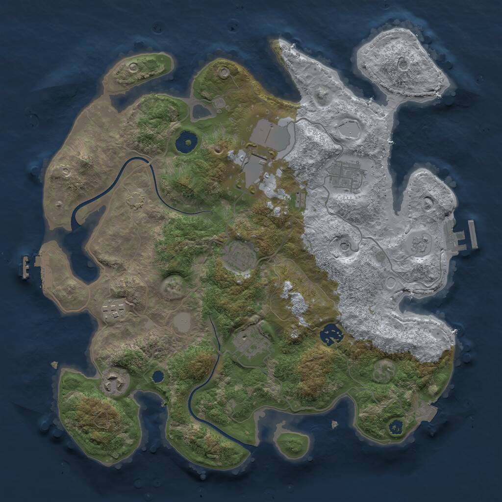 Rust Map: Procedural Map, Size: 3500, Seed: 1946142731, 13 Monuments