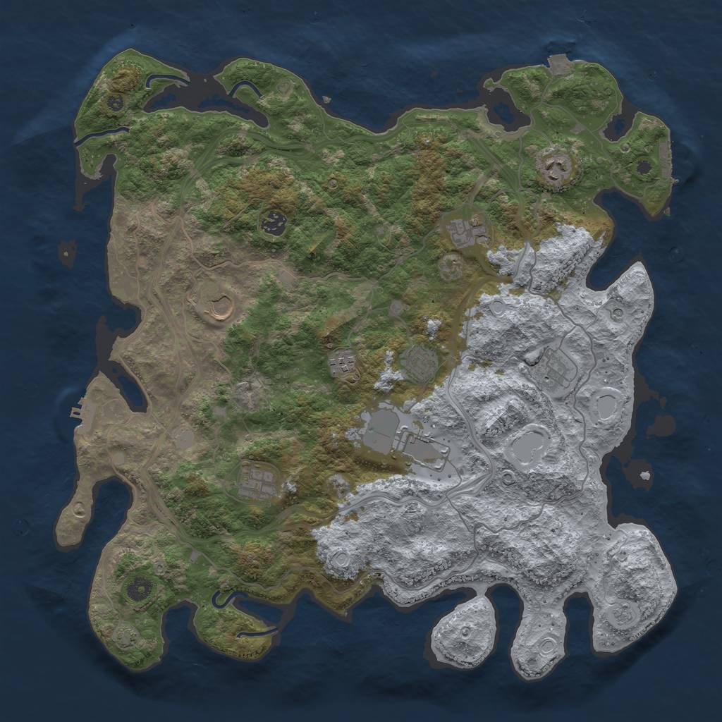 Rust Map: Procedural Map, Size: 4400, Seed: 24922431, 17 Monuments