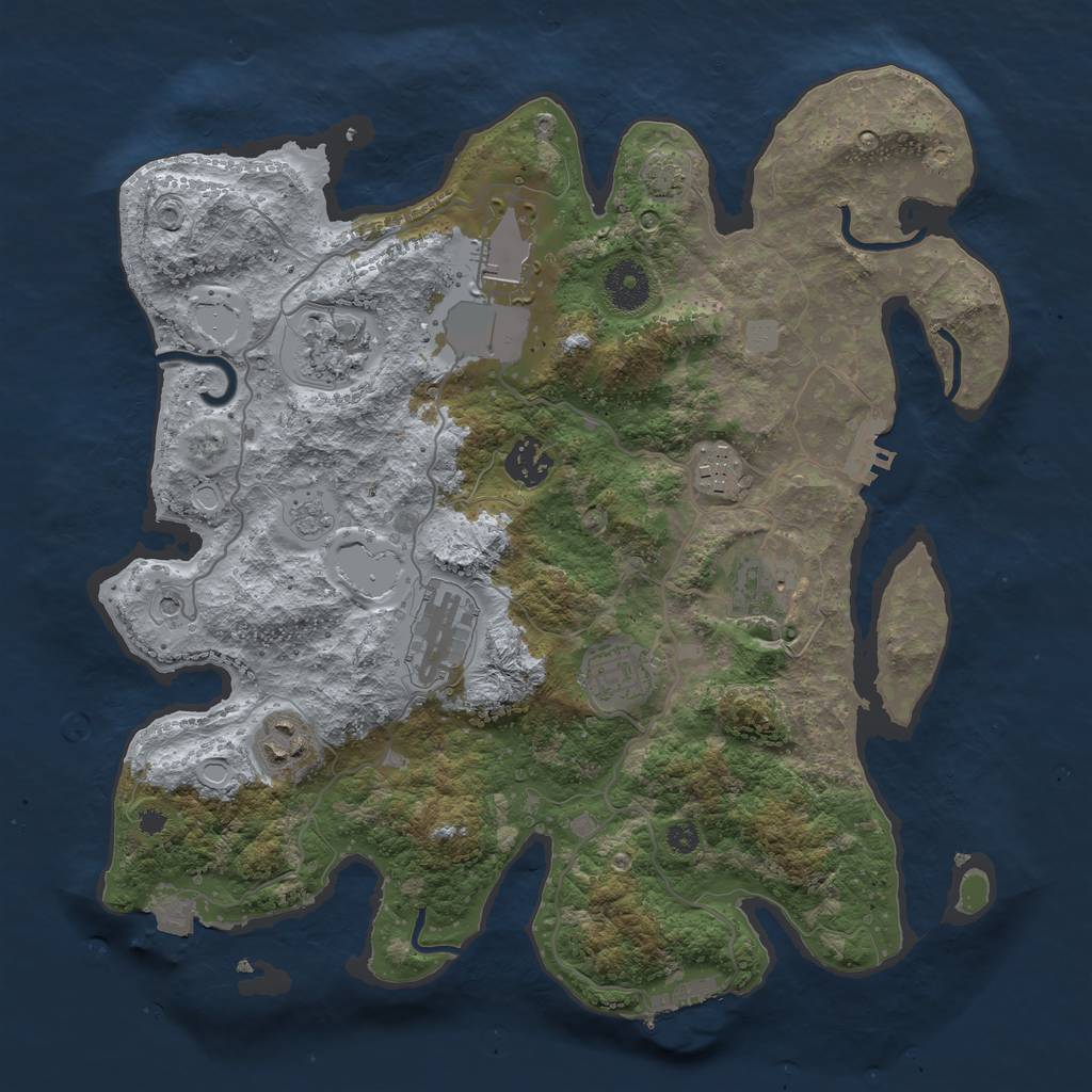Rust Map: Procedural Map, Size: 3500, Seed: 18082023, 16 Monuments