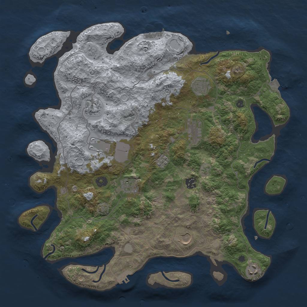 Rust Map: Procedural Map, Size: 4000, Seed: 856508647, 17 Monuments