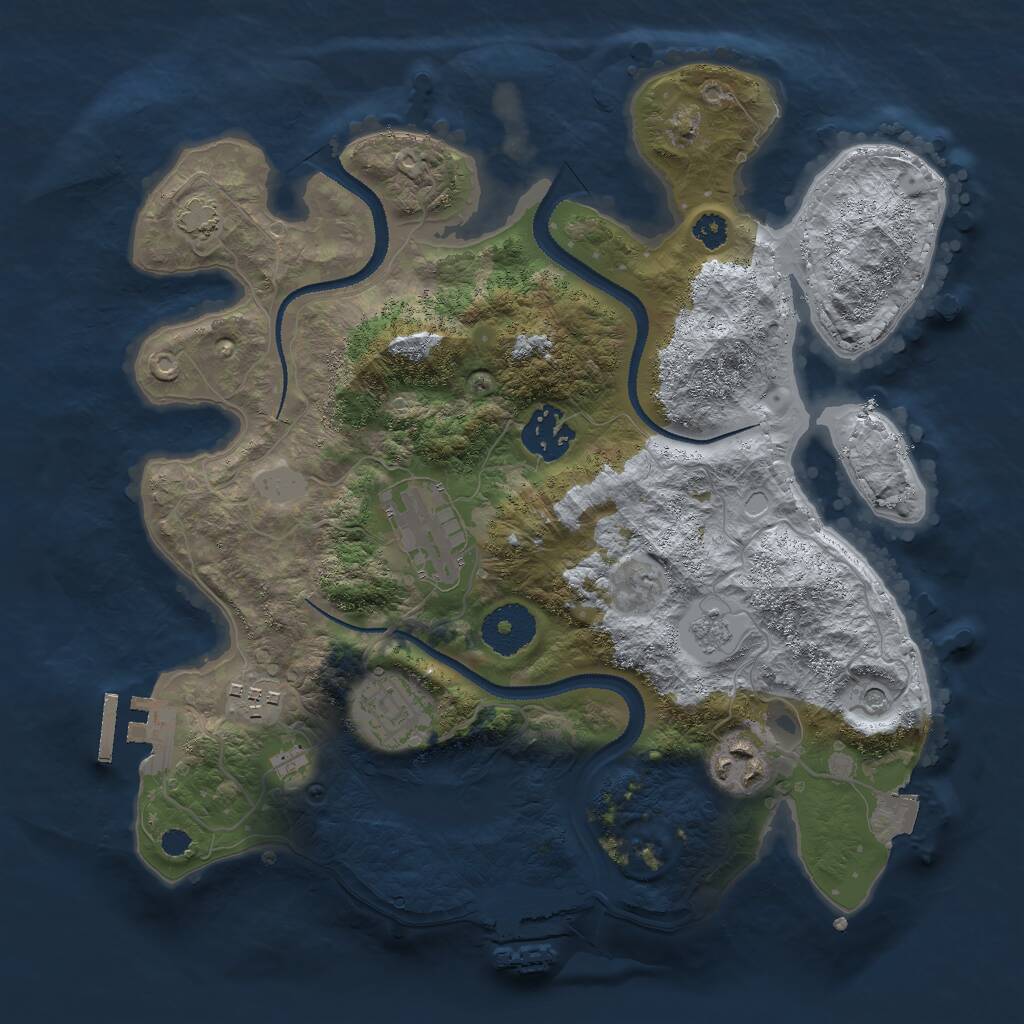 Rust Map: Procedural Map, Size: 3000, Seed: 8000, 11 Monuments