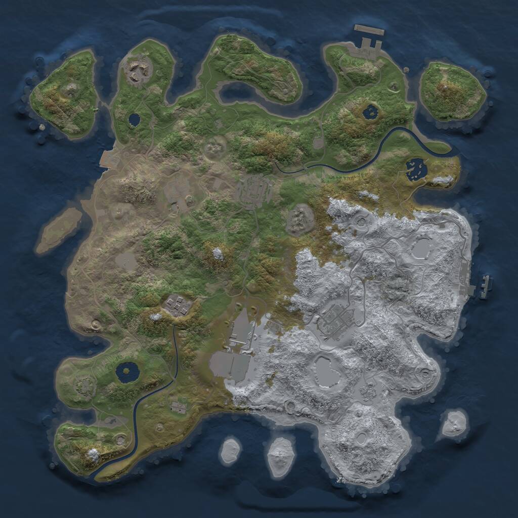 Rust Map: Procedural Map, Size: 3500, Seed: 1678, 13 Monuments