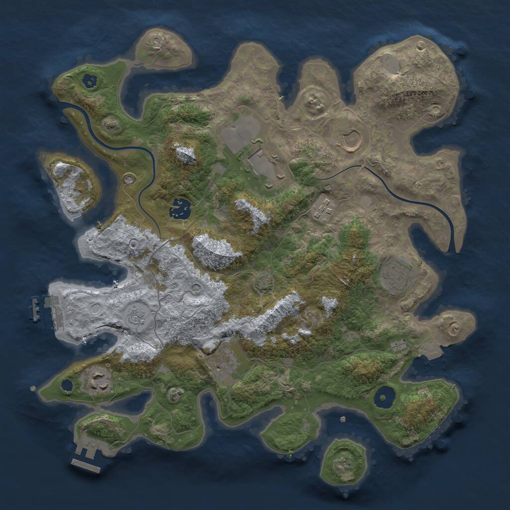 Rust Map: Procedural Map, Size: 3500, Seed: 34775949, 13 Monuments