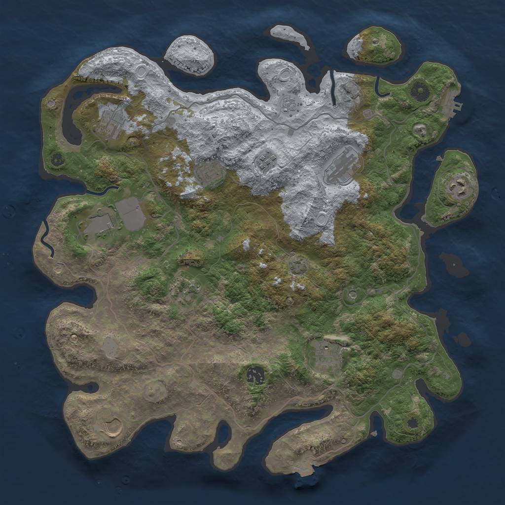 Rust Map: Procedural Map, Size: 4000, Seed: 108977224, 17 Monuments