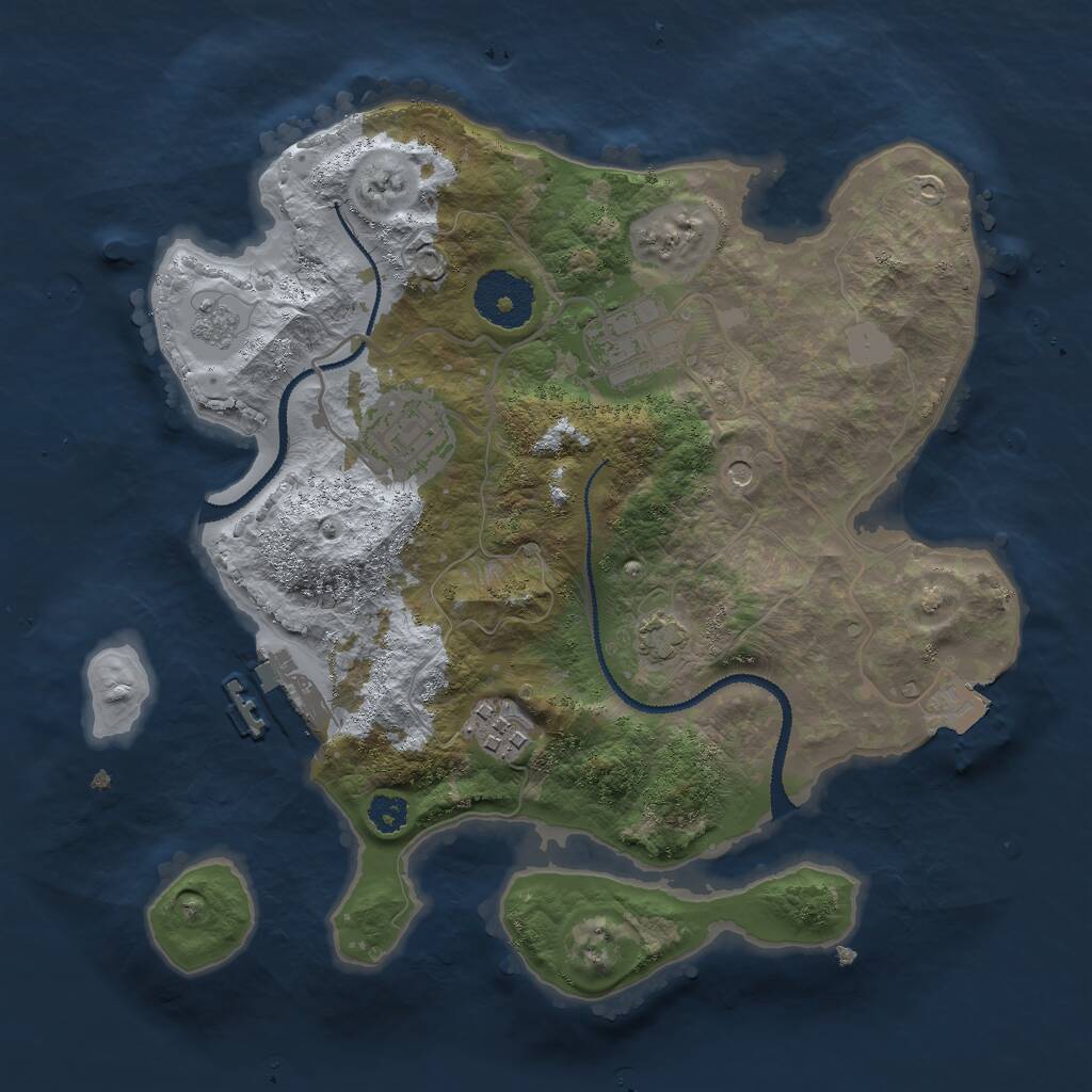 Rust Map: Procedural Map, Size: 2800, Seed: 877373, 8 Monuments